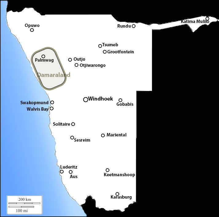 Map showing Damaraland